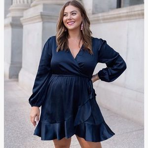 Caralyn Mirand The Drop navy blue wrap dress size XL